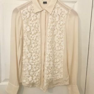Theory Silk blouse with appliqué detail